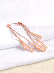 Yellow Chimes Long Earrings for Women Western Rose Gold Plated Stainless Steel Geometric Long Chain Danglers Earrings For Women and Girls