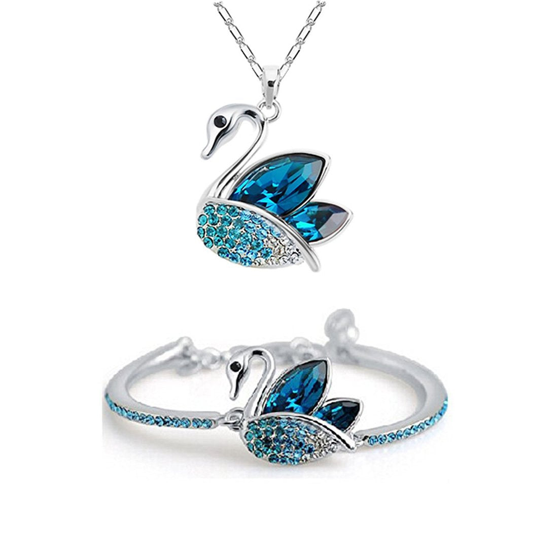 Yellow Chimes Moxie Collection ? Swan Love Designer ? Blue Crystal Combo of Kadaa Bracelet and Pendant for Girls & Women…