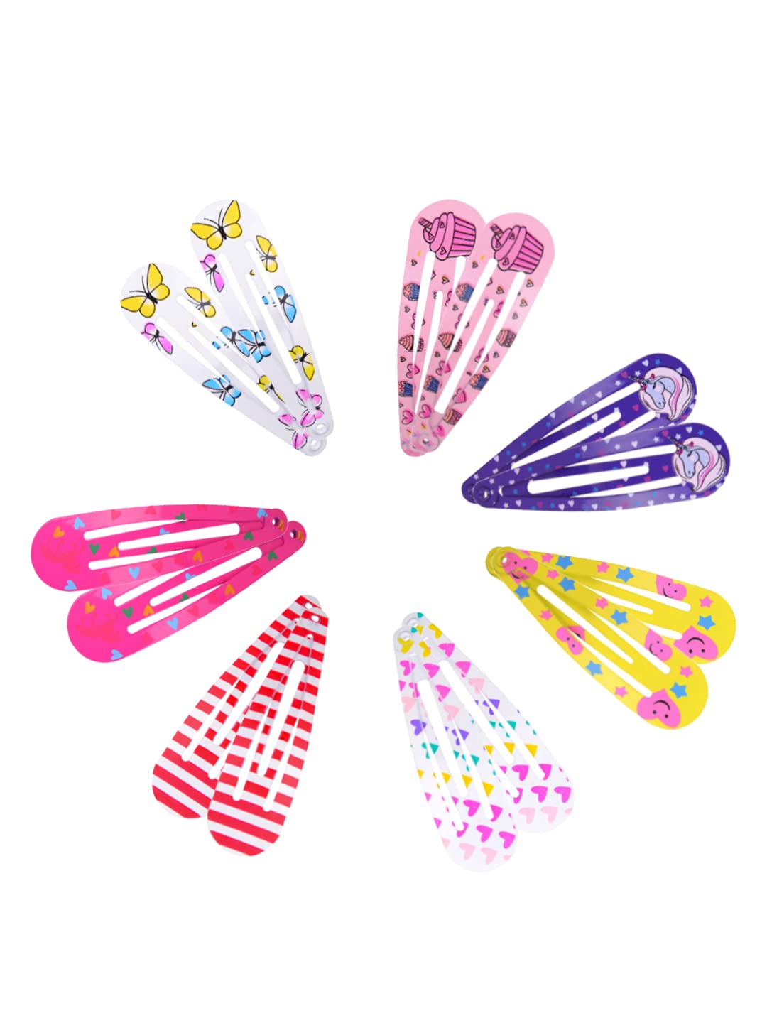 Melbees by Yellow Chimes Hair Clips for Girls Kids Hair Clip Hair Accessories for Girls Baby's 14 Pcs Printed Multicolor Snap Hair Clips Tic Tac Clips Hairclips for kids Baby Teens & Toddlers