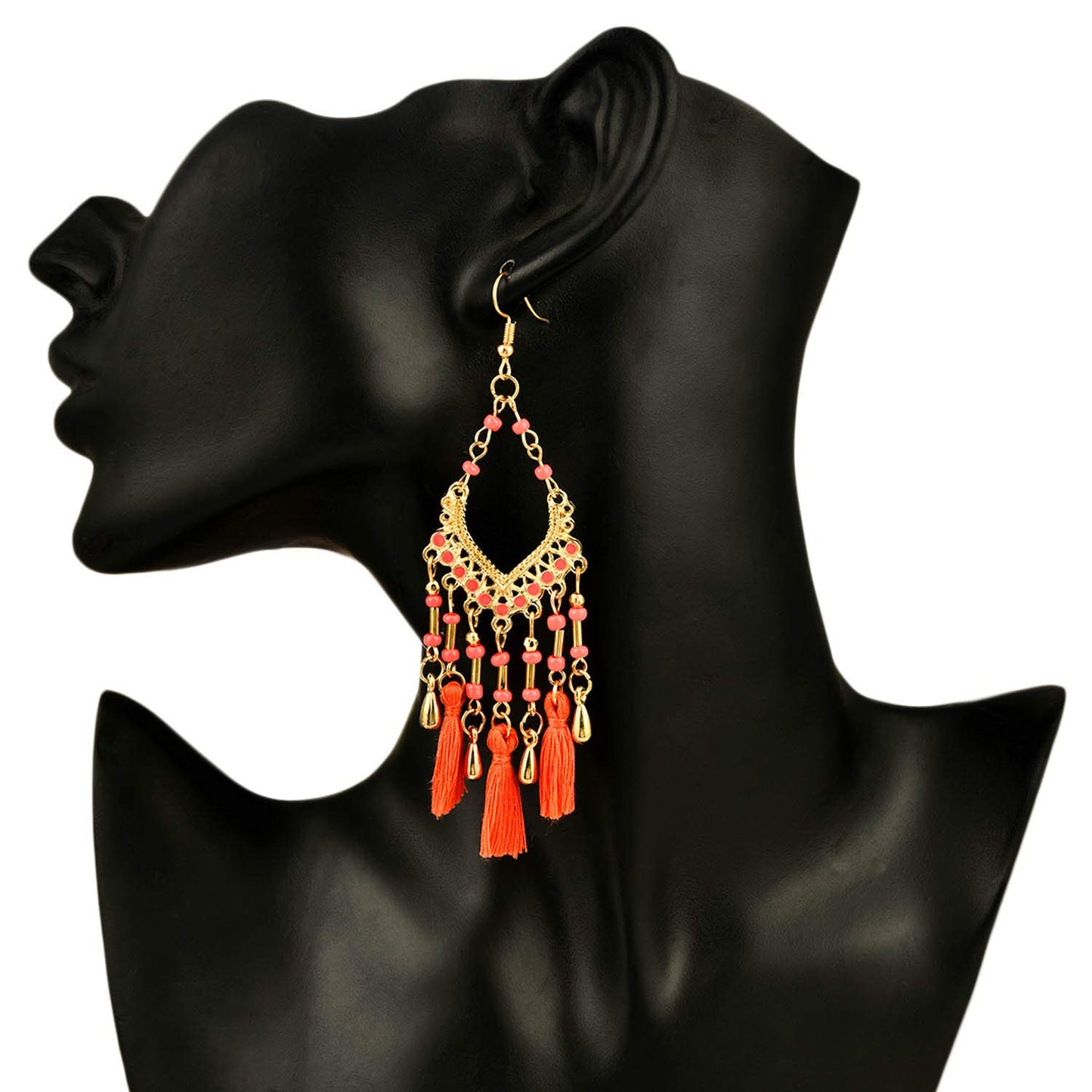 Yellow Chimes Fancy Party ware Beads Fabric Tassel Earring for Women And Girls