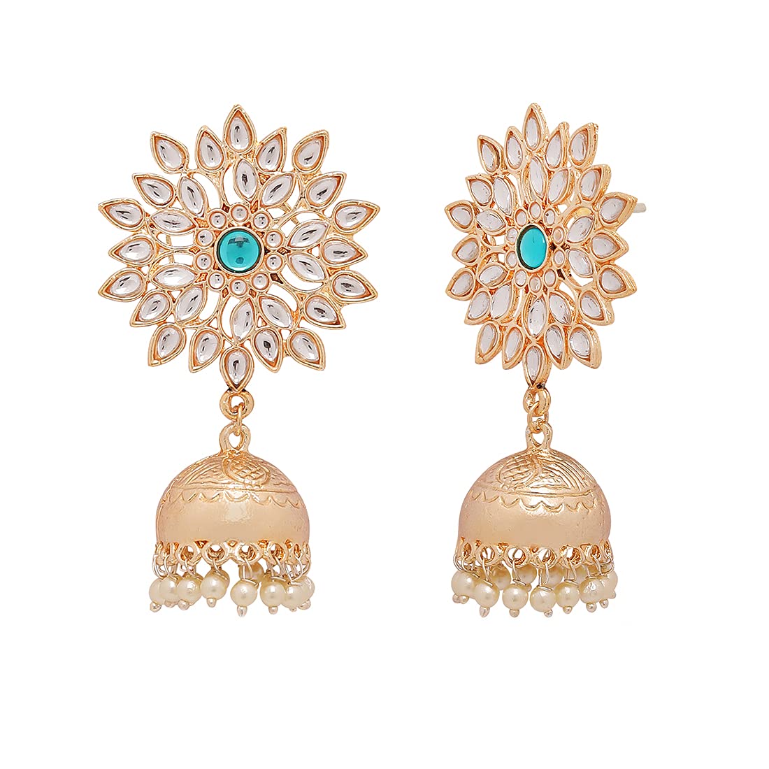 Yellow Chimes Jhumka Earrings for Women Floral Kundan Jhumka Gold Plated Traditional Jhumka/Jhumki Earrings for Women and Girls.