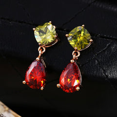 Yellow Chimes Drop Earrings for Women Multicolor Swiss Cubic Zirconia 18K Gold Plated Drop Earring for Women