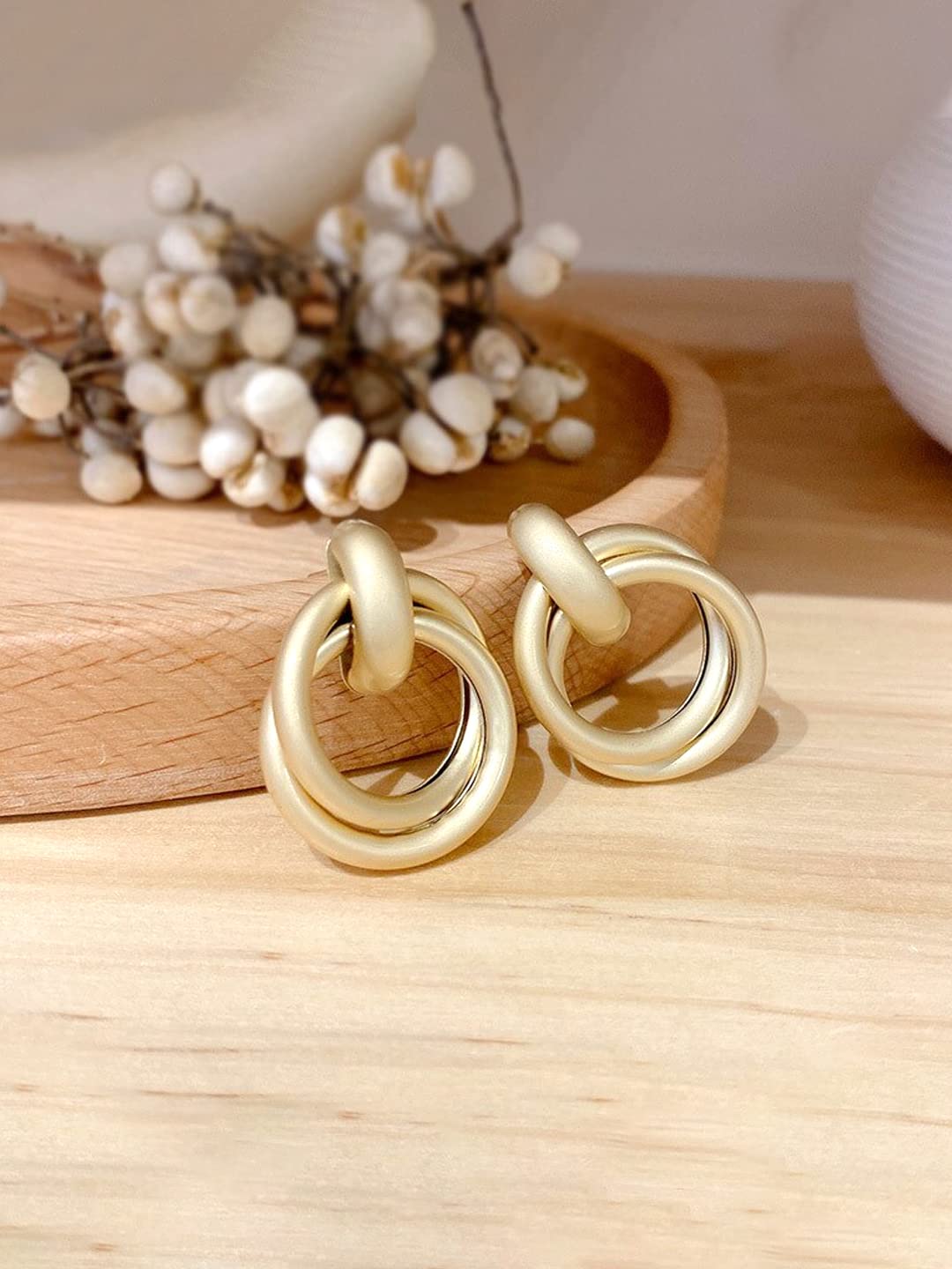 Yellow Chimes Earrings For Women Gold Plated Twisted Layered Circle Hoop Stud Earrings For Women and Girls