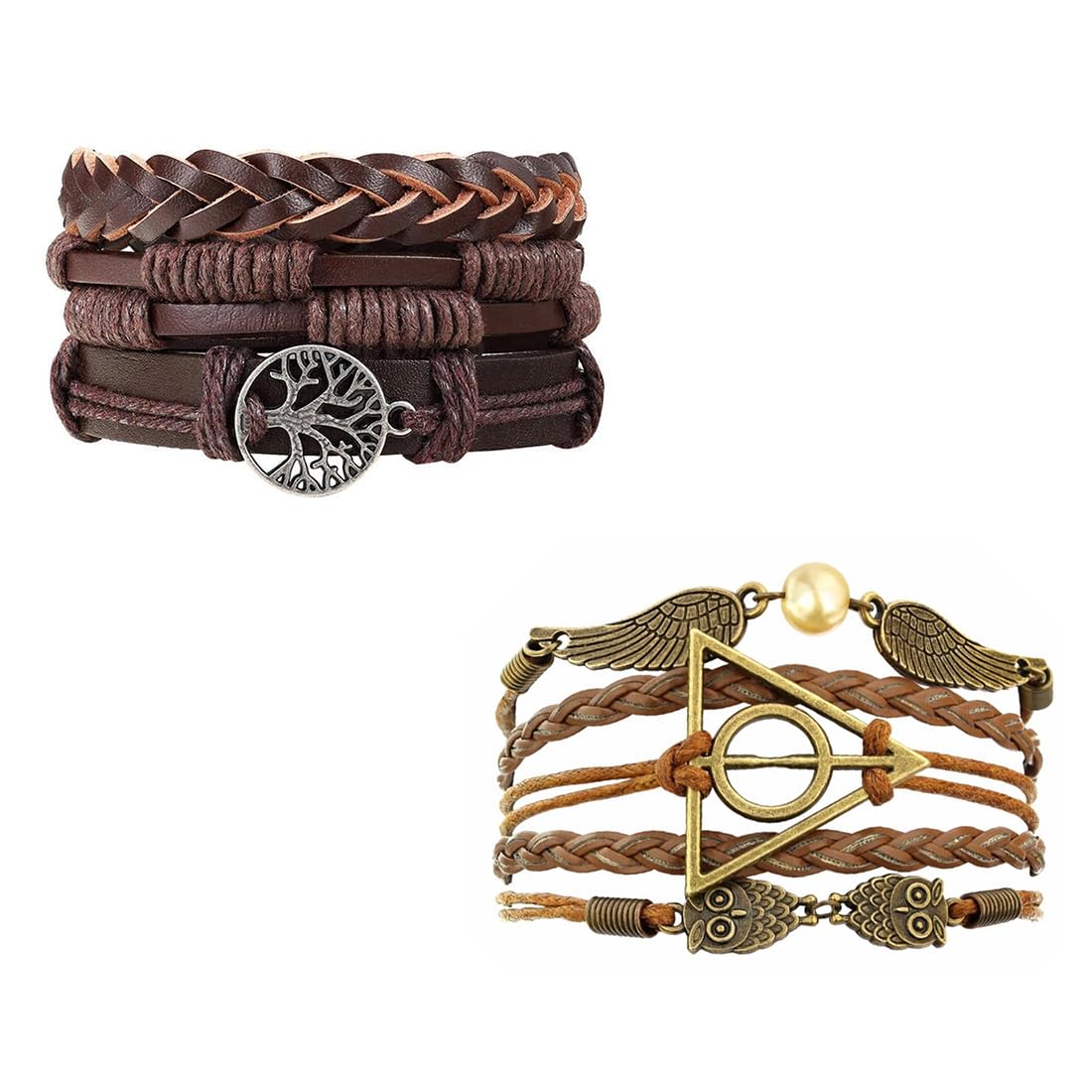 Yellow Chimes Bracelets for Men and Boys | Combo of Black Multilayered Leather Bracelet | Birthday Gift for Men and Boys Anniversary Gift for Husband