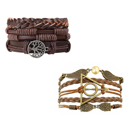 Yellow Chimes Bracelets for Men and Boys | Combo of Black Multilayered Leather Bracelet | Birthday Gift for Men and Boys Anniversary Gift for Husband