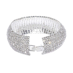 Yellow Chimes Silver Plated Crystal Spark Belt Bracelet for Women (White)