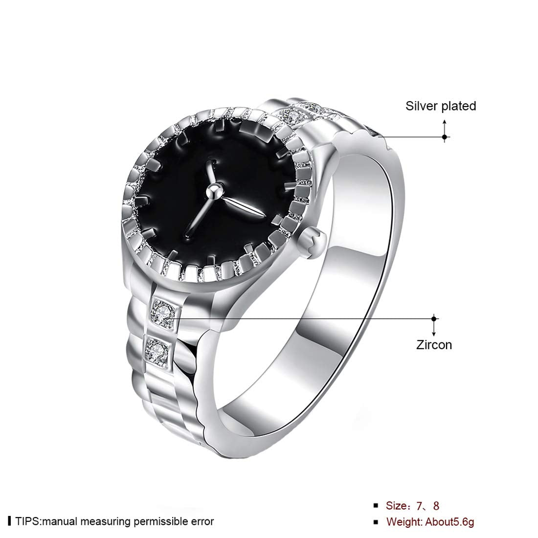 Yellow Chimes Watch Shape Non Functioning 925 Silver Plated Ring for Girls and Women