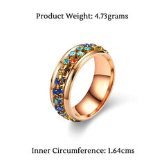 Yellow Chimes Ring For Women Gold Tone Multicolor Crystal Studded Designer Ring For Women and Girls