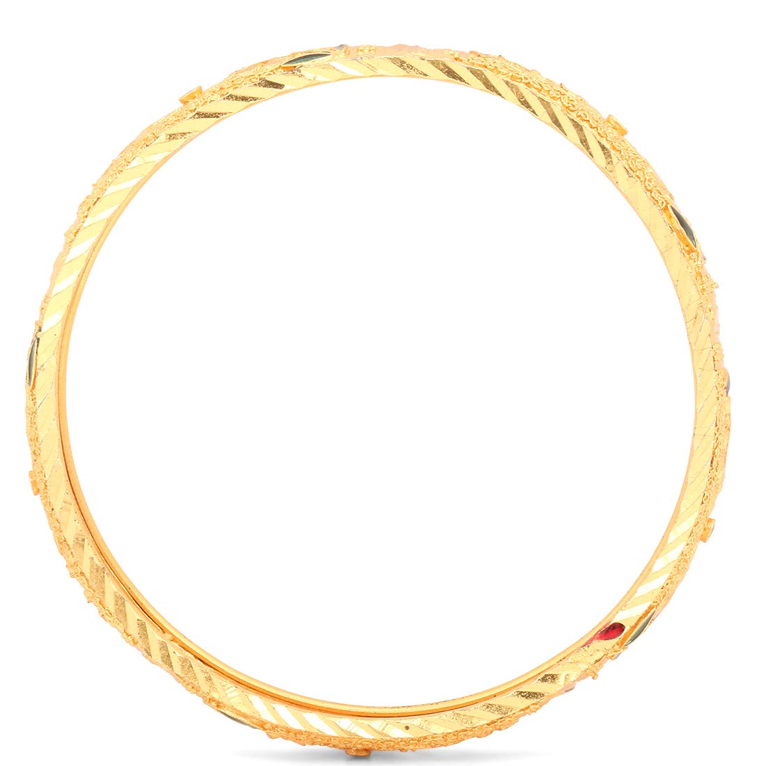 Yellow Chimes Ethnic Look Gold Plated Designer Traditional 2 Pcs Bangles Set for Women and Girls (2.4)