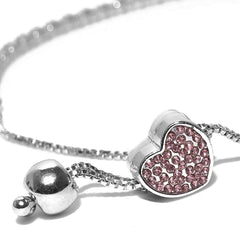 Kairangi Valentine Gift for Girls White Platinum Plated Base Metal Crystal Swiss Cubic Zircon Adjustable Chain Charm Bracelet for Women