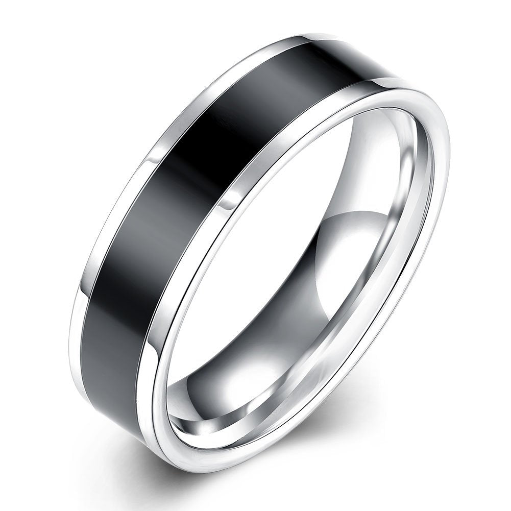 Yellow Chimes Rings for Men Black Band Ring Noble Men Band Style Titanium Steel Ring for Men & Boys. (10)