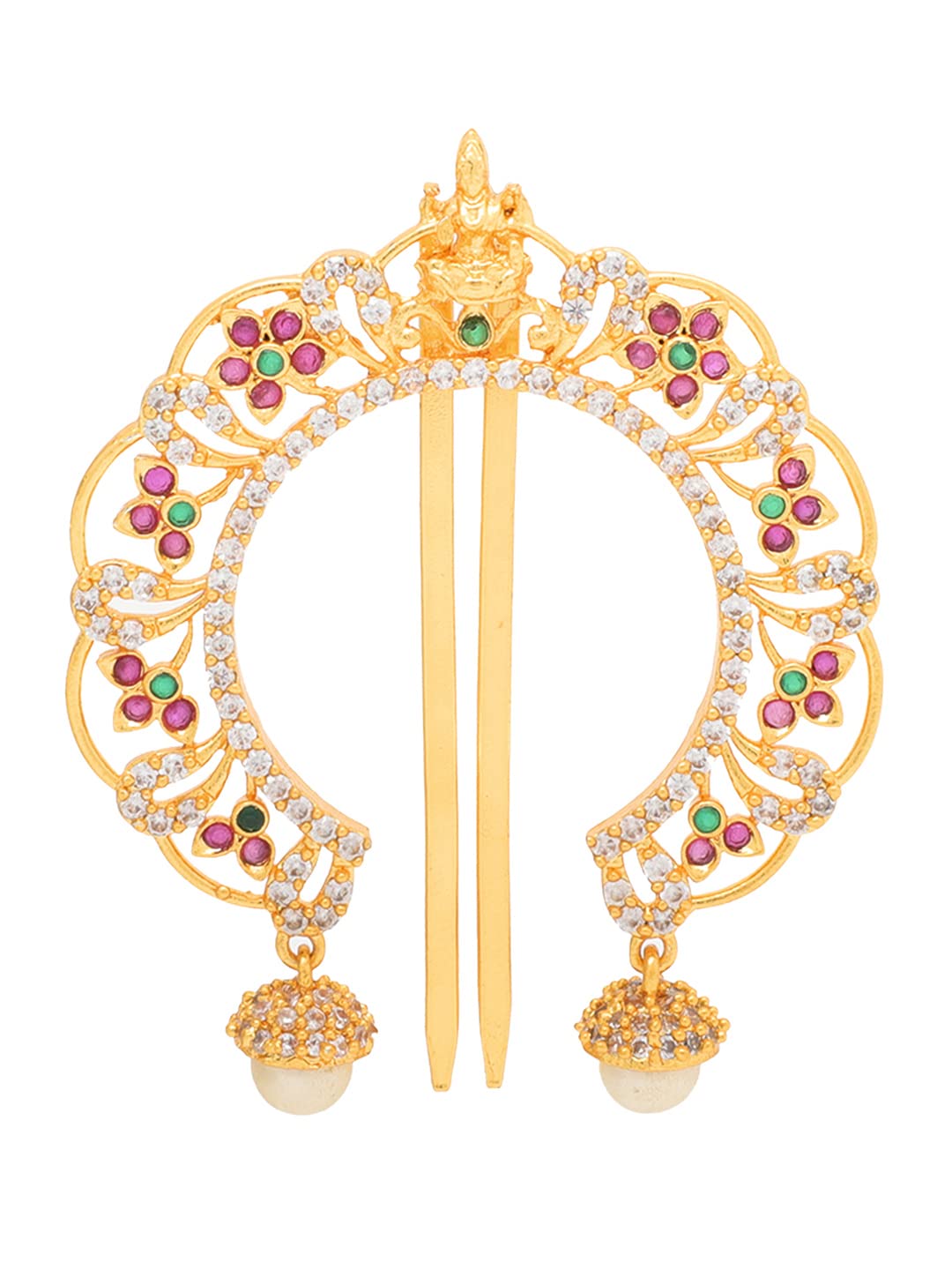 Yellow Chimes Juda Pin for Women Classic AD/American Diamond Studded Hair Accessories for Women and Girls. (Design 1)