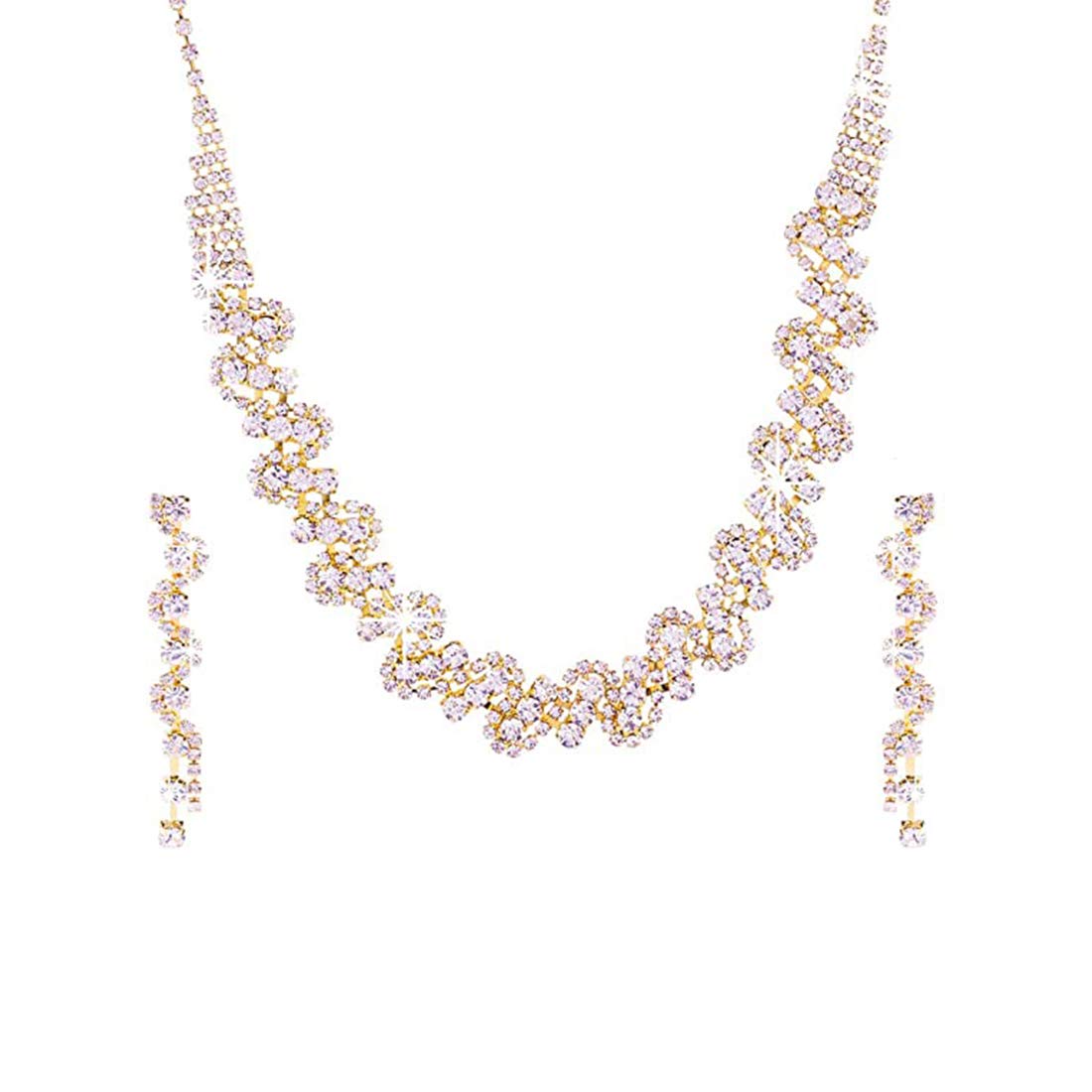 Yellow Chimes Exclusive Sparkling Crystals Jewellery Set with Earrings Necklace Set for Women and Girls