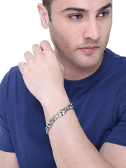 Yellow Chimes Stainless Steel Curb Chain Design Silver Bracelet for Men and Boys, Medium (Model: YCFJBR-307STDES-SL)