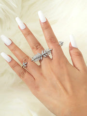 Yellow Chimes 3 Finger Ring for Women Stylish Latest Trend Fashion cocktail Ring for Women