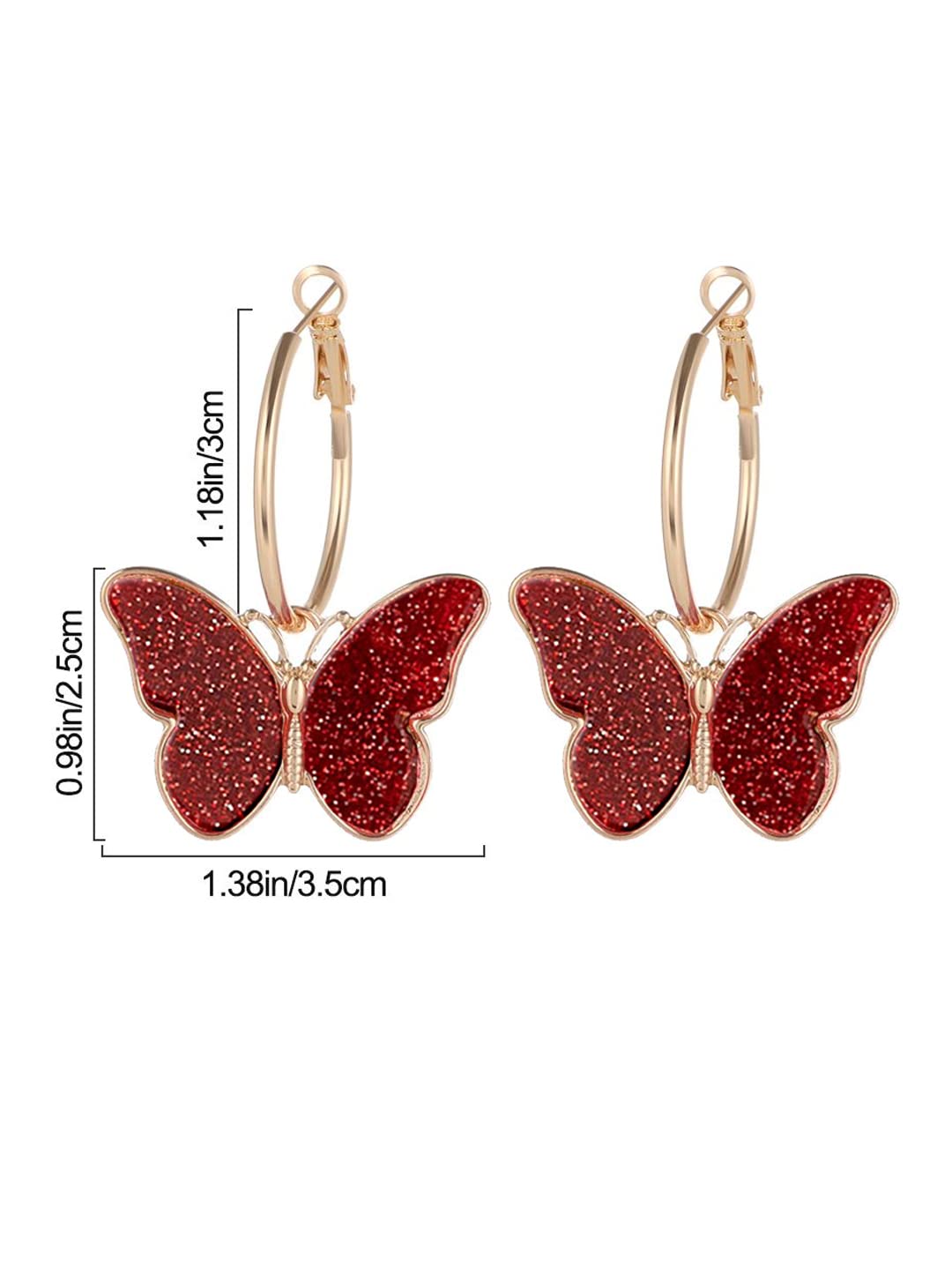 Yellow Chimes Hoop Earrings for Women Fashion Red Butterfly Shaped Hoops Earrings Set | Gold Plated Big Hoops Bali Earrings for Girls | Birthday Gift for Girls & Women Anniversary Gift for Wife