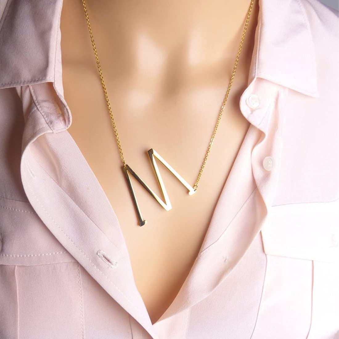 Yellow Chimes Latest Fashion Stainless Steel Gold Plated Initial Pendant with Alphabet M for Women and Girls (YCFJPD-ALPHBTM-GL)