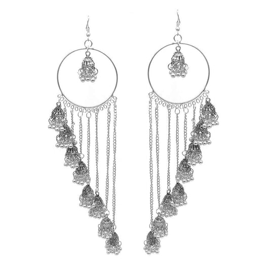 Yellow Chimes by Yellow Chimes Jhumki Earrings for Women (Oxidized Silver) (YCTJER-OXD19JHM-SL)