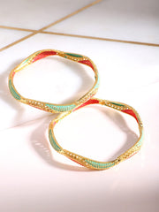Yellow Chimes Bangles for Women Gold Toned Meenakari Touch Traditional Bangles for Women and Girls