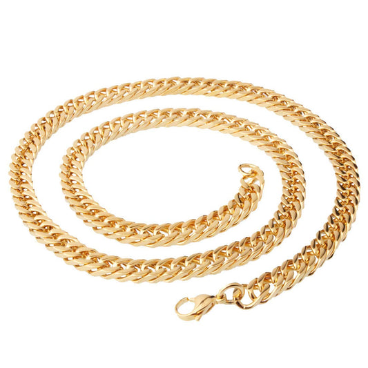 Yellow Chimes Trendy Classic Stainless Steel Curb Chain Necklace for Men and Boys (24 Inch) (Gold)