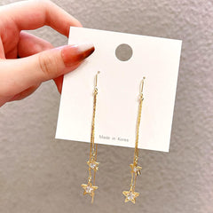 Yellow Chimes Earrings For Women Gold Tone Elegant Crystal Star Shape Dangle Earrings For Women and Girls