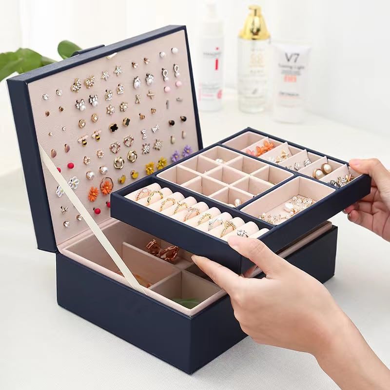 Wooden Jewelry Box Jewelry Storage Ring Earrings Organizer Case with Lock  NEW | eBay