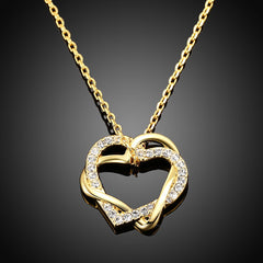 Yellow Chimes Heart Pendant for Women Embracing Hearts-in-Love 18K Real Gold Plated Austrian Crystal Pendant for Women and Girls.