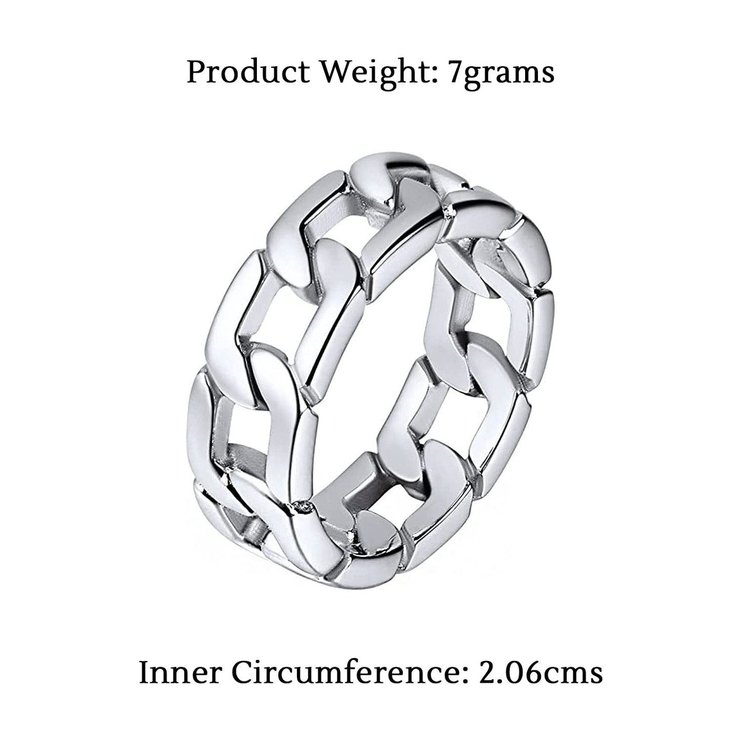 Yellow Chimes Rings for Men Silver Chain Ring Stainless Steel Ring for Men and Boys.