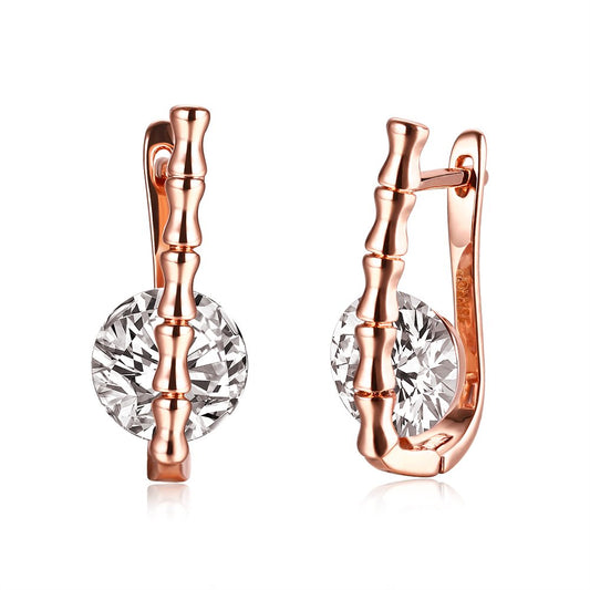 YELLOW CHIMES Crystal 18K Rose Gold Pated Swiss AAA Zircons Designer Earrings for Women