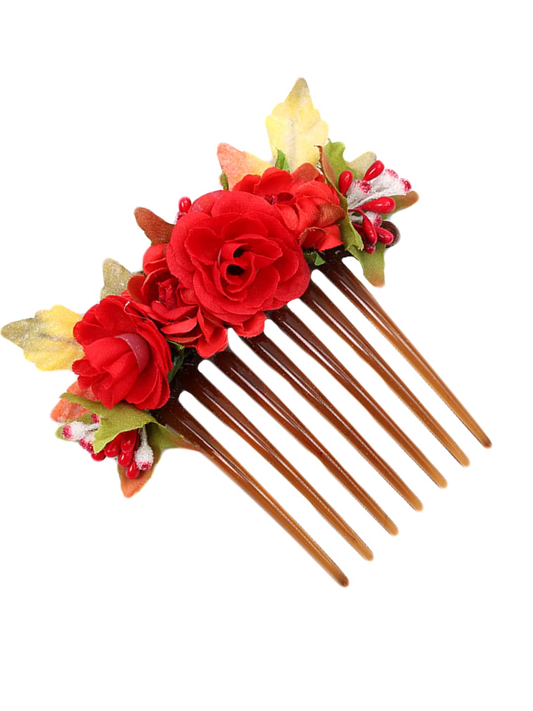 Yellow Chimes Comb Pin for Women Hair Accessories for Women Floral Hair Pins for Women Artificial Floral Hair Pin Bridal Hair Accessories for Wedding Side Pin / Hair Clip / Juda Pin Accessories for Women