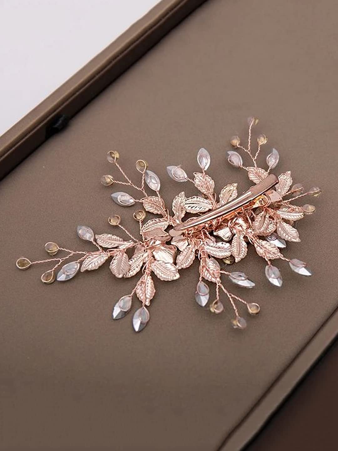 Yellow Chimes Bridal Hair Vine for Women and Girls Bridal Hair Accessories for Wedding Rosegold Headband Hair Accessories Wedding Jewellery for Women Floral Bridal Wedding Head band Hair Vine for Girls