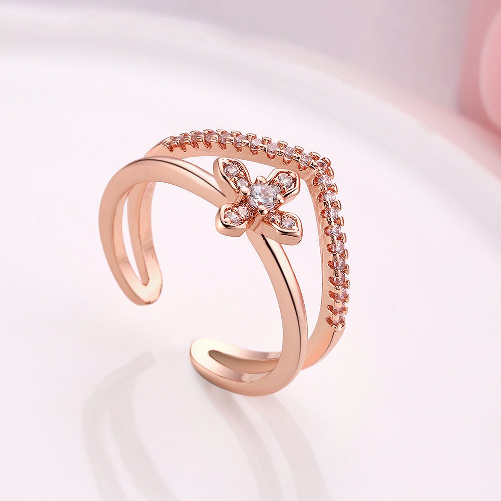 Yellow Chimes Clover Open End Ring for Women & Girls