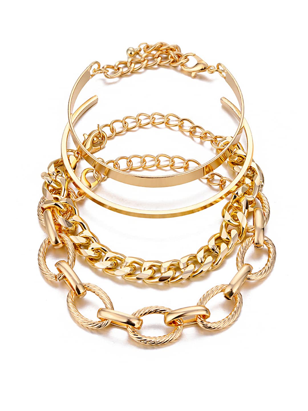 Yellow Chimes Combo Bracelets for Women Gold Plated 4 Pcs Chain Bracelet Set For Women and Girls