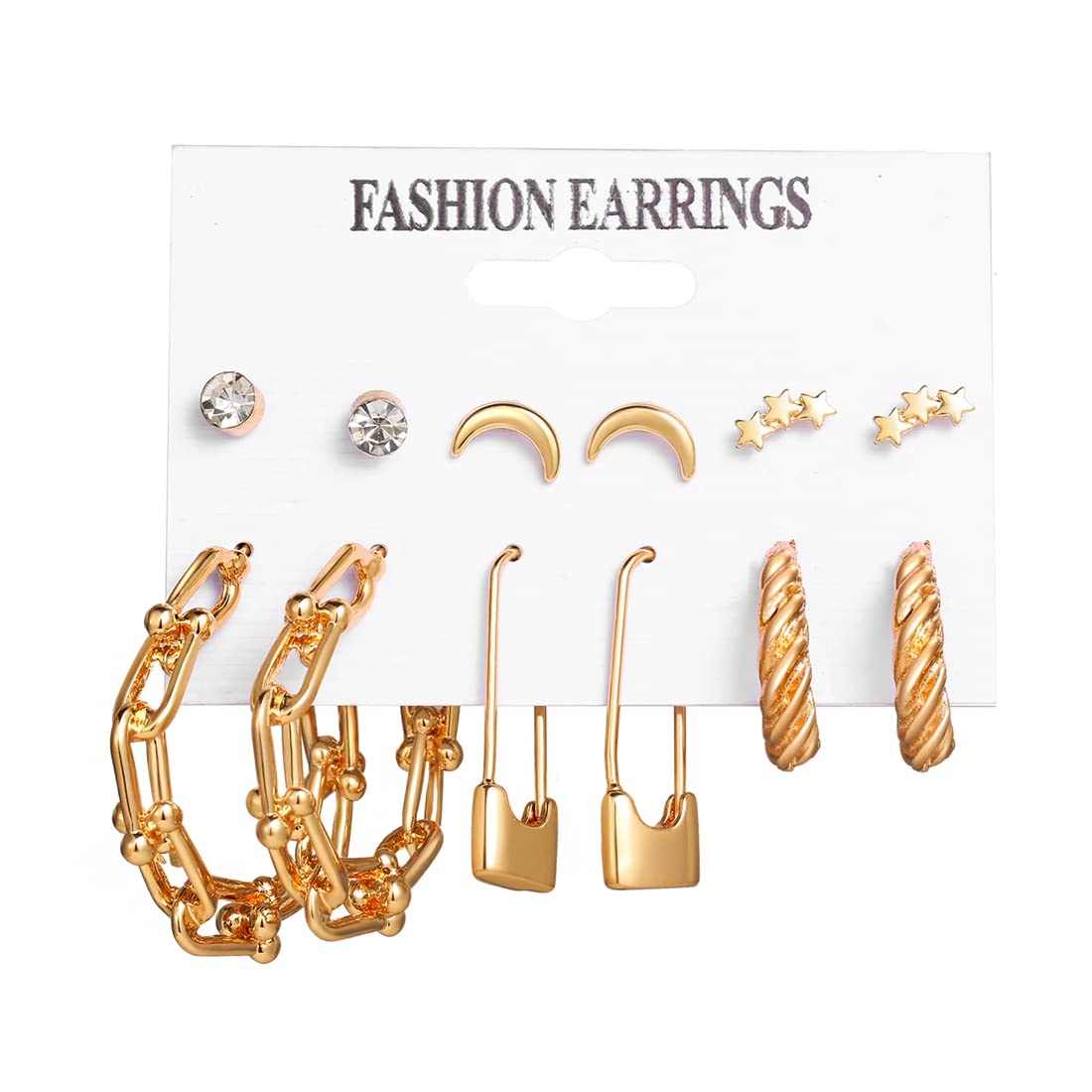 Kairangi Earrings for Women and Girls Fashion Golden Hoops Set | Gold Plated Combo of 6 Pairs Stud Hoop Earring Set | Birthday Gift for girls and women Anniversary Gift for Wife