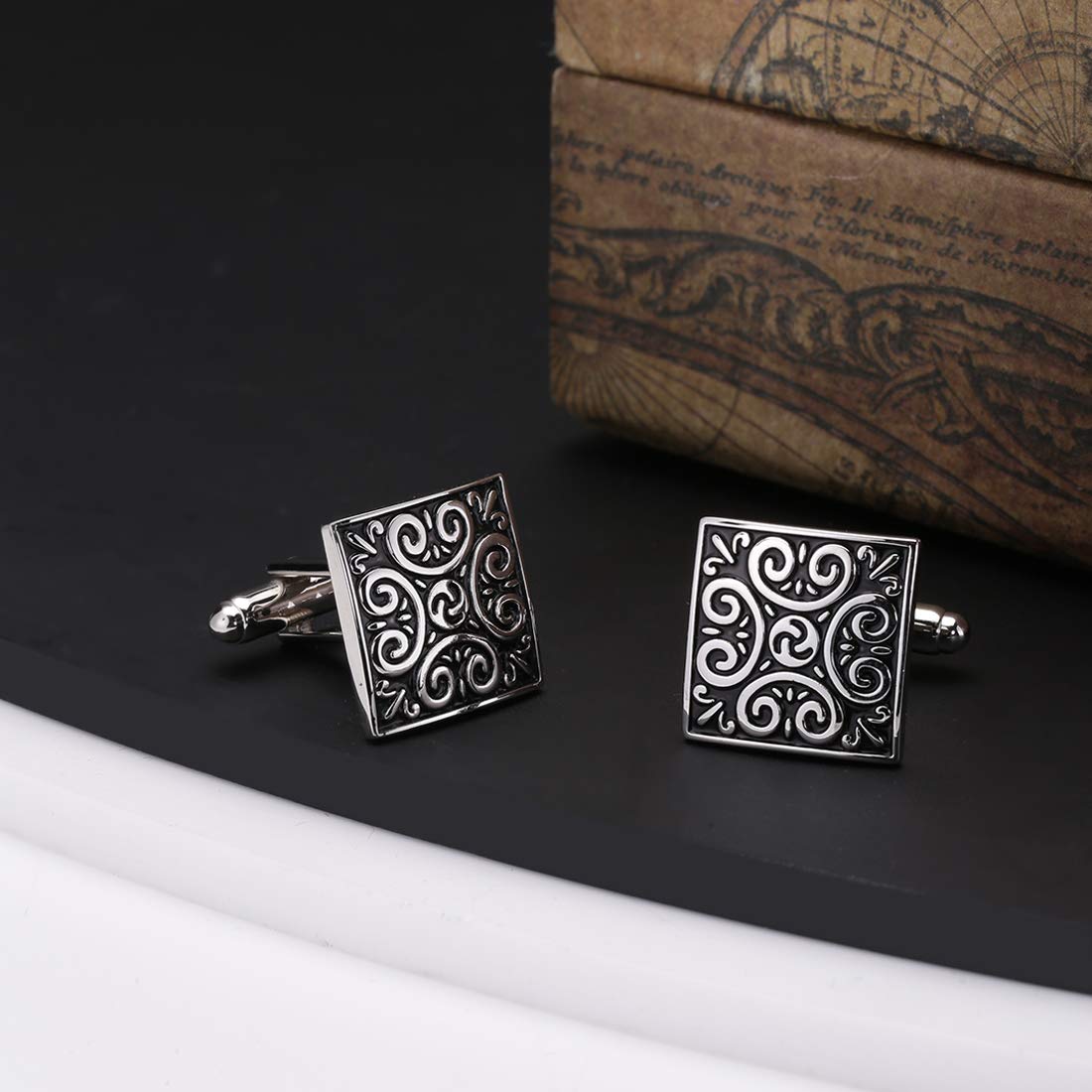 Yellow Chimes Cufflinks for Men Cuff links Stainless Steel Black Square Cufflinks for Men and Boy's.