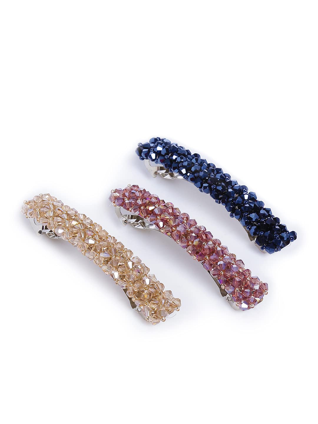 Yellow Chimes Hair Clips for Women Girls Barrette Hair Clips for Women Hair Accessories for Women Multicolor Hair Clips for Women 3 Pcs Crystal French Barrette Hair Clips for Women and Girls Gift For Women & Girls