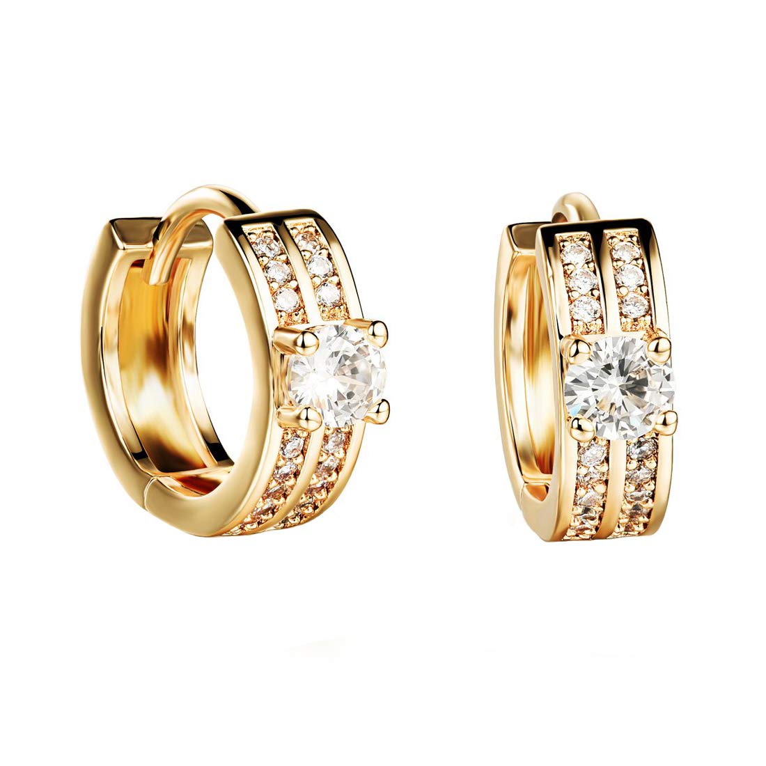 YELLOW CHIMES High Grade Crystal Gold Plated Charming Hoop Earrings for Girls and Women