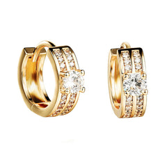 YELLOW CHIMES High Grade Crystal Gold Plated Charming Hoop Earrings for Girls and Women