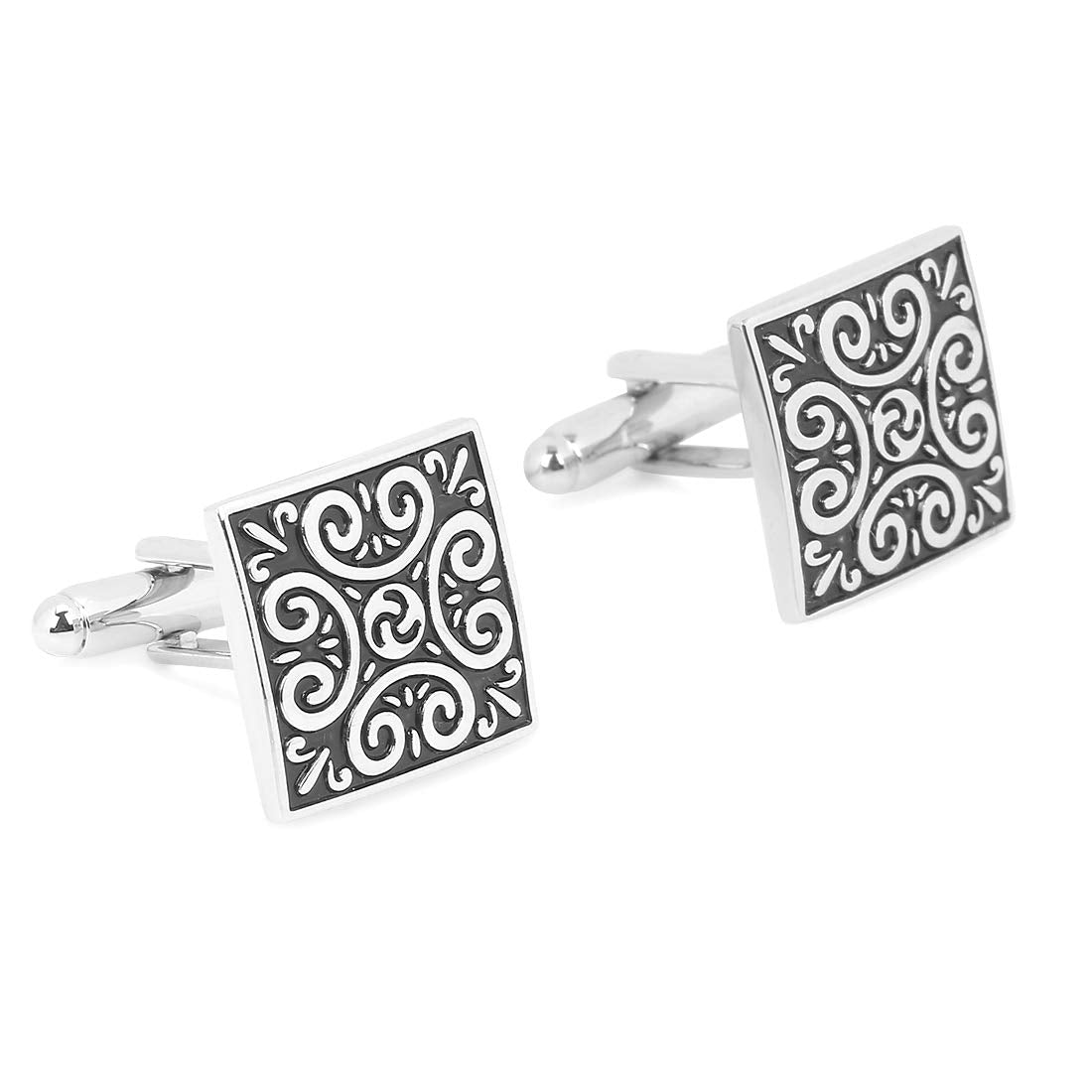 Yellow Chimes Cufflinks for Men Cuff links Stainless Steel Black Square Cufflinks for Men and Boy's.