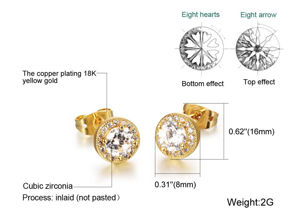 YELLOW CHIMES Swarovski Elements White Sparkling Crystal Golden Studs Earrings for Women & Girls