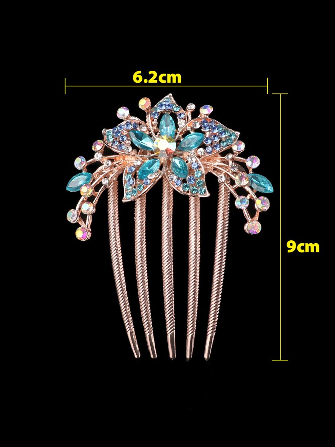 Yellow Chimes Comb Pin for Women Hair Accessories for Women Floral Comb Clips for Hair for Women Western Blue Crystal Hair Pin Bridal Hair Accessories for Wedding Side Pin / Comb Pin / Juda Pin Accessories for Women