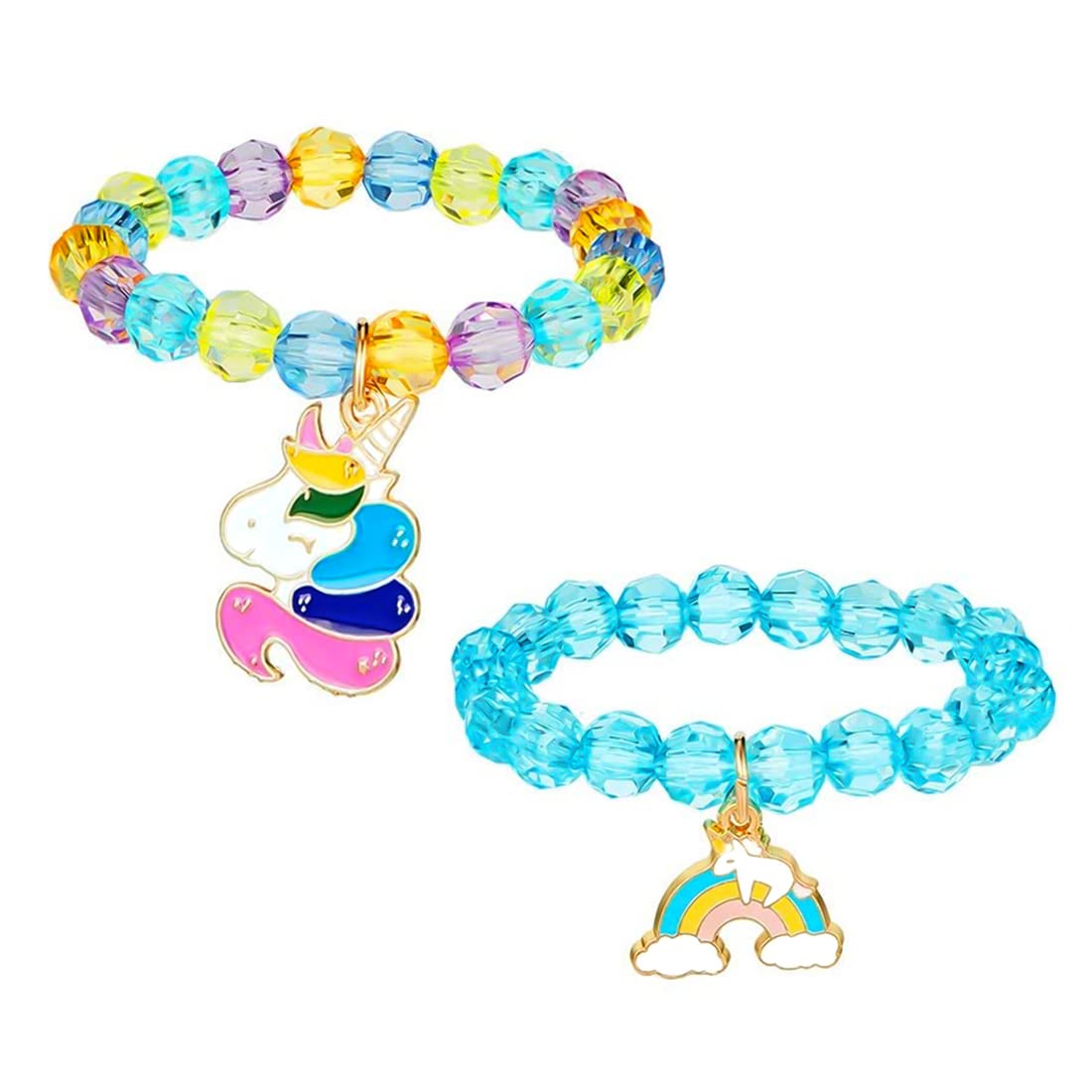 Melbees by Yellow Chimes Bracelet for Girls Kids Charm Bracelets for Girls | Combo of 2 Pcs Candy Colors Unicorn Beads Bracelet For Girls kids | Birthday Gift For Kids and Girls