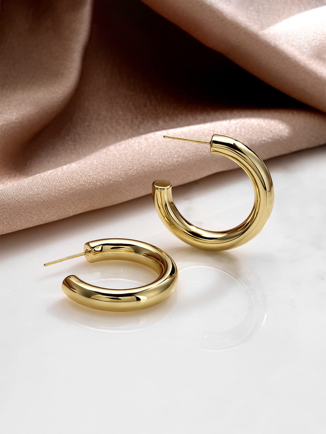 Kairangi Hoop Earrings for Women Gold Plated Half Hoop Earring for Women and Girls