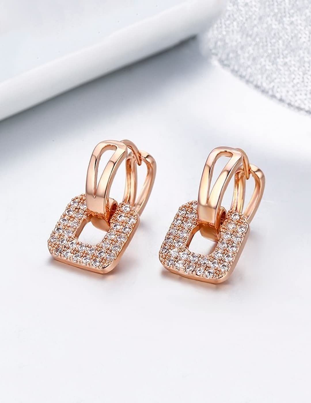 Yellow Chimes Earrings for Women and Girls Drop Earring for Girls | Gold Plated Crystal Studded Square Shaped Drop Earrings | Birthday Gift for girls and women Anniversary Gift for Wife