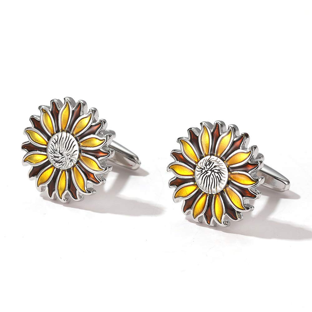Yellow Chimes Exclusive Collection Stainless Steel Sunflower Designer Cuff Links for Men