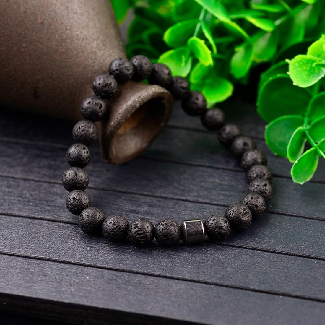 Yellow Chimes Bracelet for Men and Boys | 2 Pcs Combo of Black Nylon and Lava Rock Beads Bracelet | Birthday Gift for Men and Boys Anniversary Gift for Husband