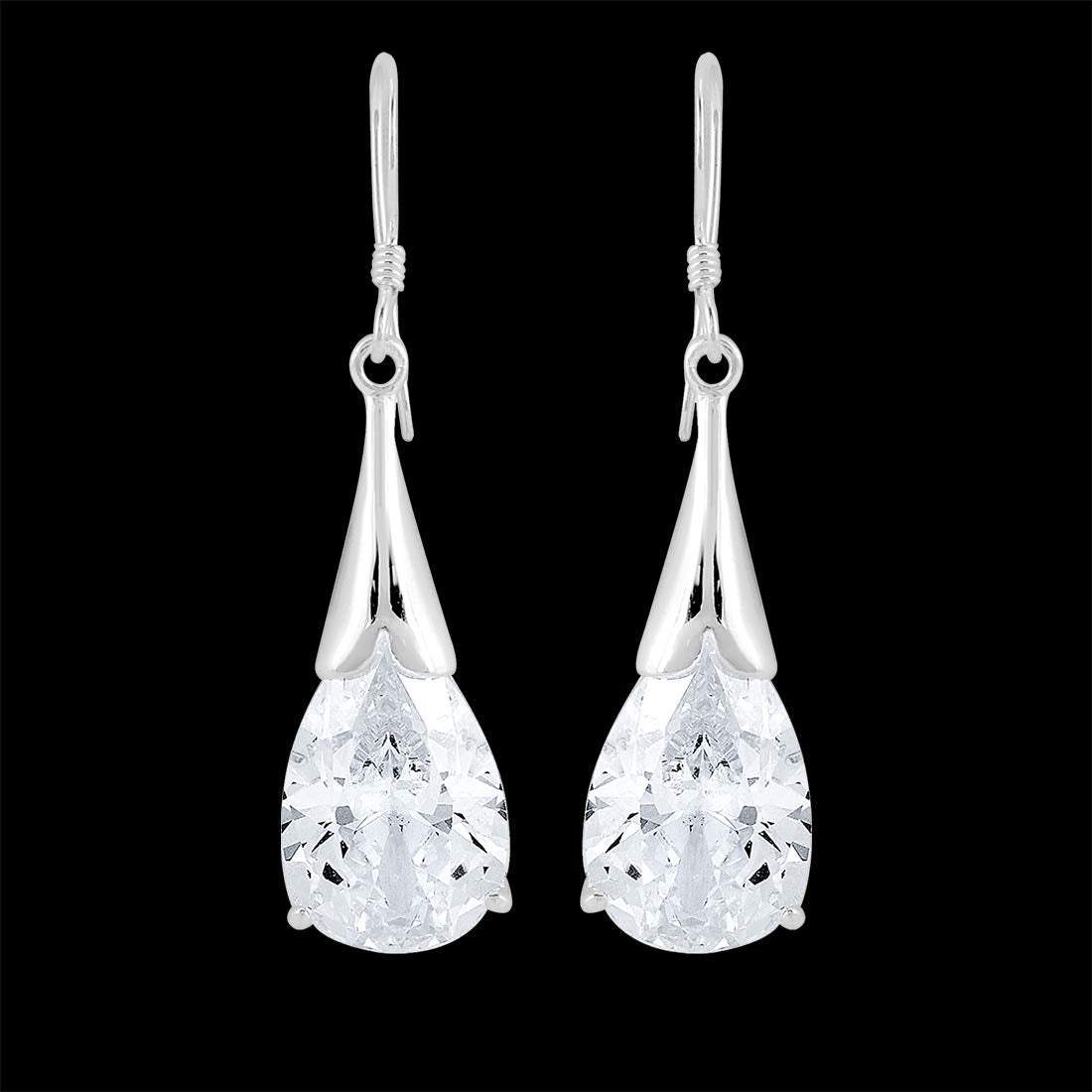 Yellow Chimes 925 Sterling Silver Hallmark and Certified Purity Crystal Drop Earrings for Women and Girls