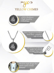 Yellow Chimes Chain Pendant for Men Silver Chain Men Pendant Stainless Steel Valknut Odin Symbol Locket Pendant for Men and Boys.
