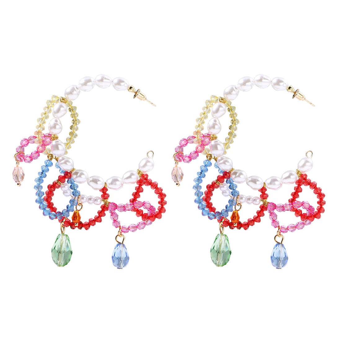 Yellow Chimes Earrings For Women Multicolor Beads Hanging Round Hoop Earrings For Women and Girls