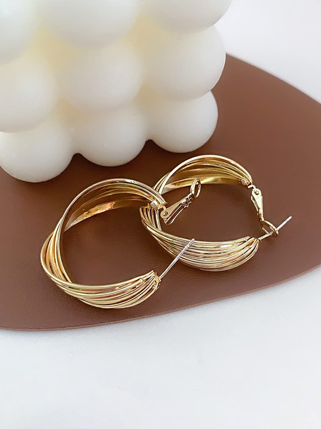 Kairangi Earrings for Women and Girls Golden Hoops Earrings | Gold Plated Twisted Layered Hoop Earrings for Women | Birthday Gift for girls and women Anniversary Gift for Wife